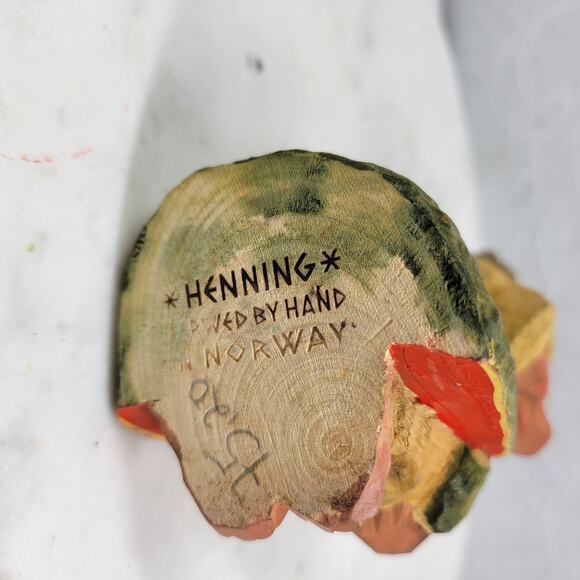 VTG Henning Norway Hand Carved Wooden Troll King Crown Folk Art 6” Signed - Picture 7 of 12